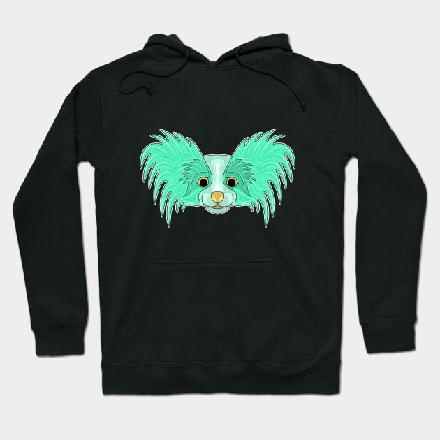 cute cyan papillon dog face Hoodie by dwalikur